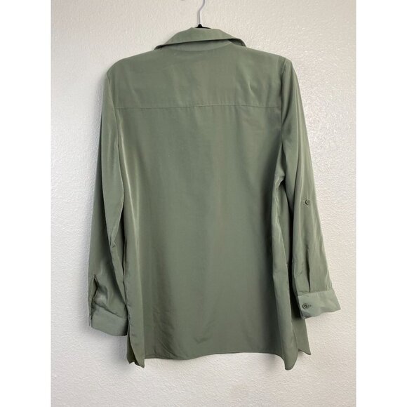 Chico's Green Tunic top Womens size Medium Career office Flowy solid Long Sleeve - Picture 2 of 12